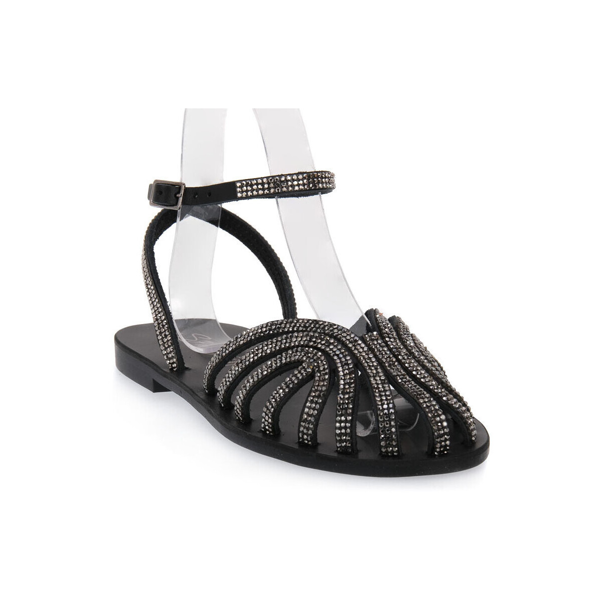 S.piero  BLACK FLAT SANDAL  Černá