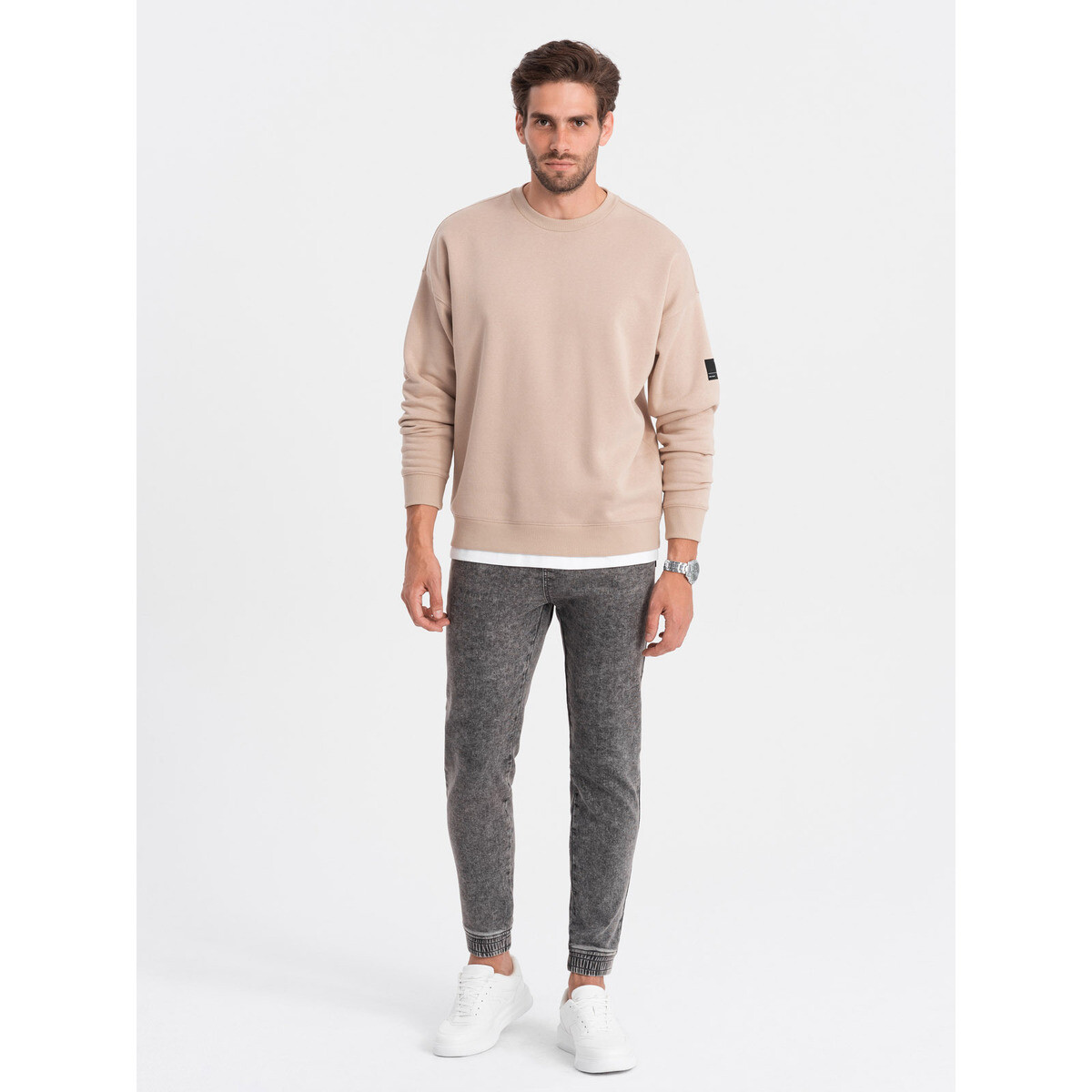 Ombre  Pánské kalhoty joggers Mahewr šedá  Šedá