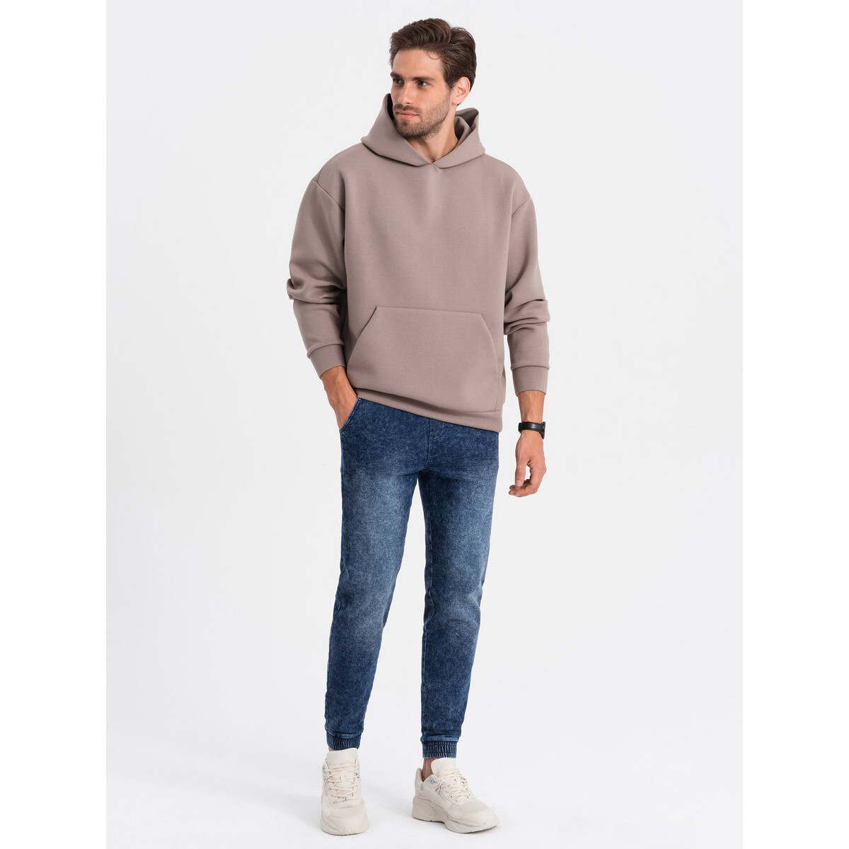 Ombre  Pánské kalhoty joggers Mahewr tmavě modrá  Tmavě modrá