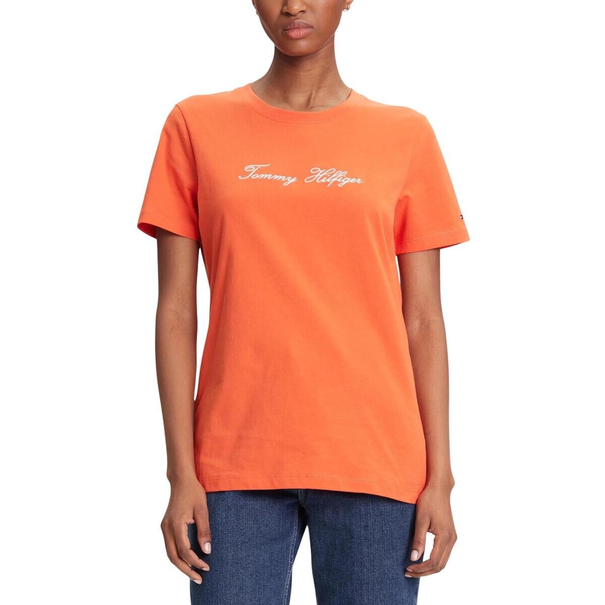 Tommy Hilfiger  SCRIPT REG C-NK SS T WW0WW45746  Oranžová