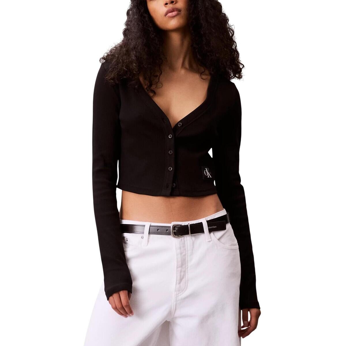 Calvin Klein Jeans  LS WOVEN LABEL 2X2 C LV047C204G  Černá