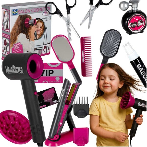 Kadeřnická sada s fénem, ​​žehličkou na vlasy as příslušenstvím