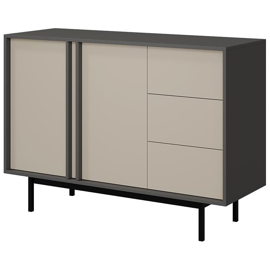 Komoda 120 Alsy 7 béžová světlý/antracit