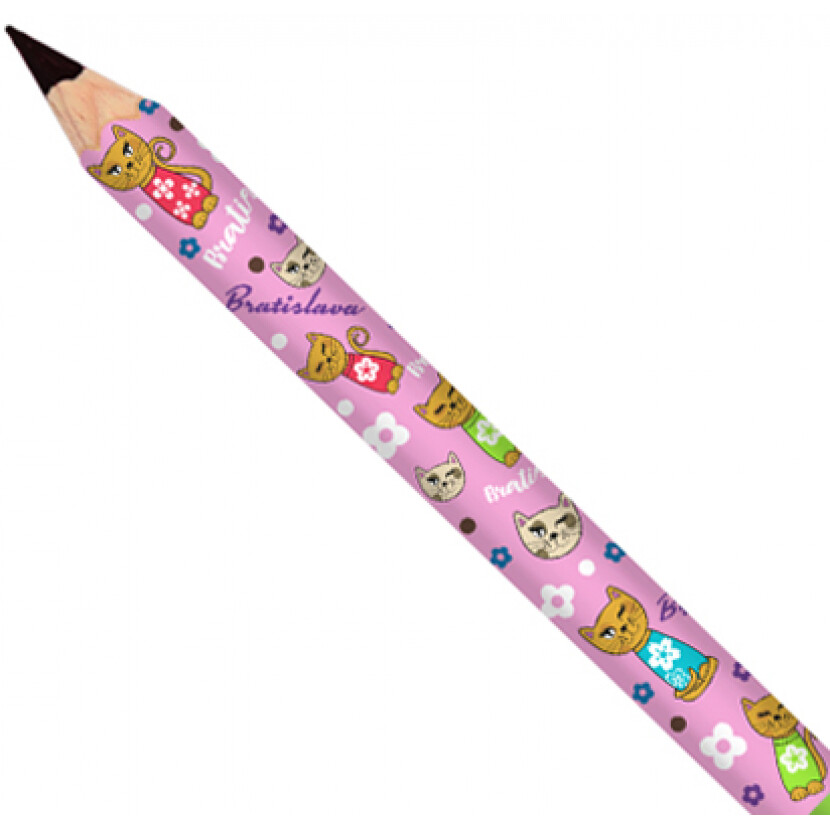Tužka klasická Bratislava s kočkami - růžová