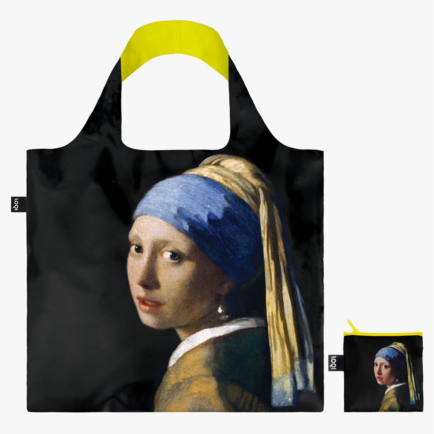 Skládací nákupní taška LOQI JOHANNES VERMEER Girl with a Pearl Earring Neon