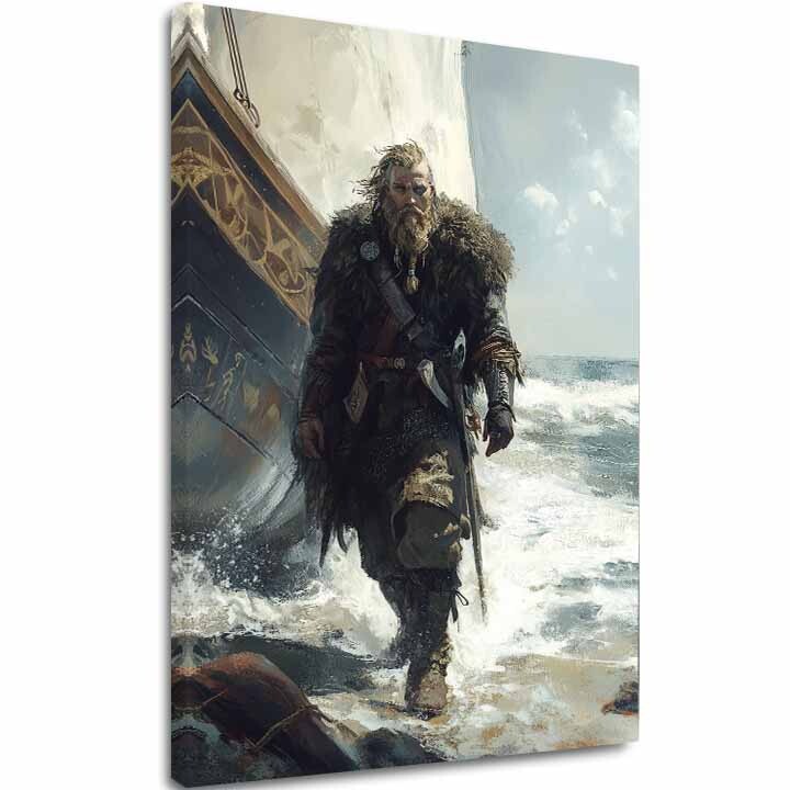 Obraz na plátně Viking na pobřeží - historický motiv