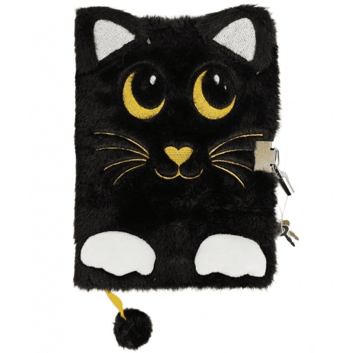 St.Majewski Plyšový zápisník se zámkem - Night cat