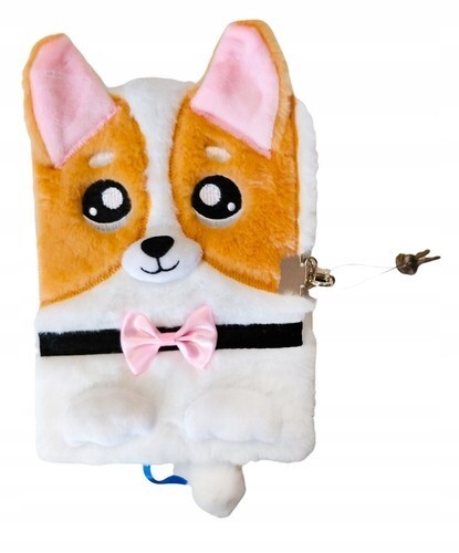 St.Majewski Plyšový zápisník se zámkem - Corgi