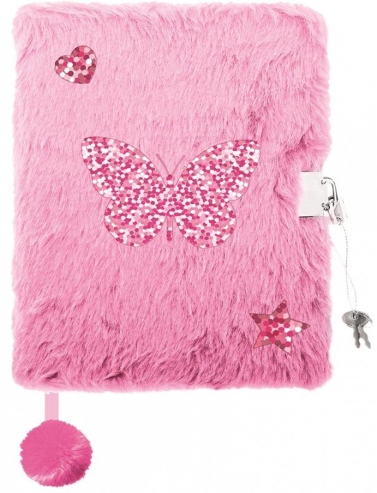 St.Majewski Plyšový zápisník se zámkem - Butterfly