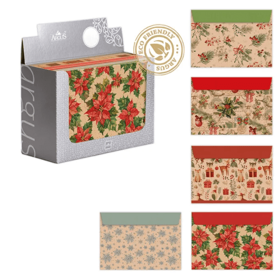 Argus Vánoční obálka C5 - NATUR s potiskem - mix - 1086-V002