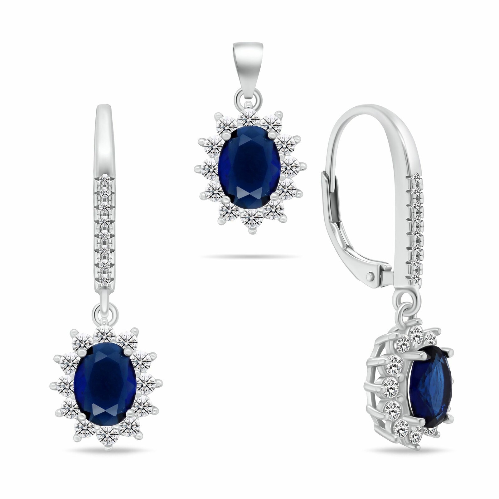 Brilio Silver Stříbrný set s kubickými zirkony SET296WB (přívěsek, visací náušnice)