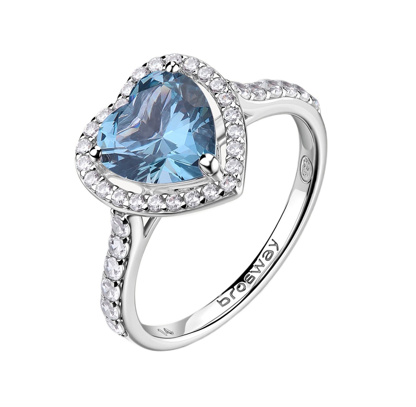 Brosway Stříbrný srdíčkový prsten s kubickými zirkony Fancy Cloud Light Blue FCL128 58 mm