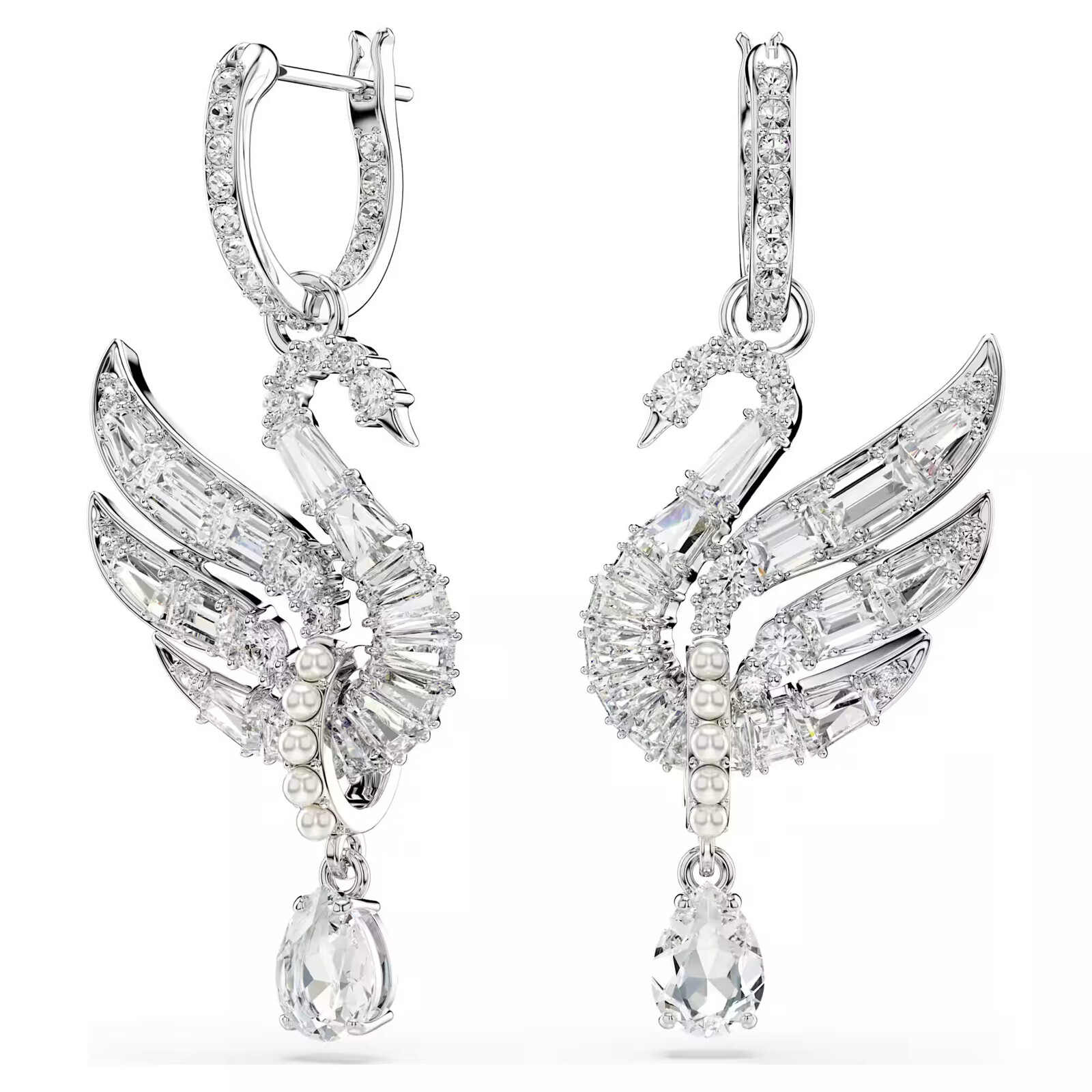 Swarovski Luxusní visací náušnice 2v1 Swan 5723388