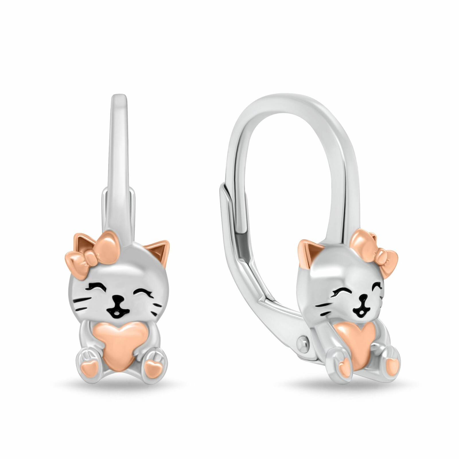 Brilio Silver Bicolor visací náušnice ze stříbra Kočičky EA1242W