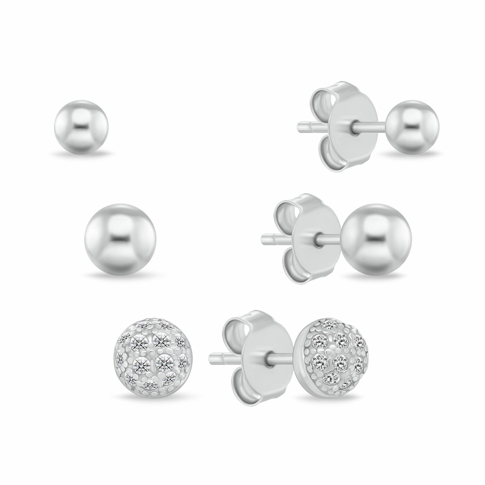 Brilio Silver Stříbrná sada peckových náušnic SET297W (3 páry náušnic)