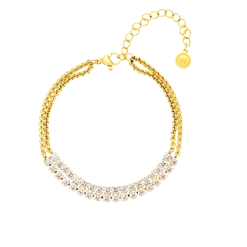 Oliver Weber Dvojitý pozlacený náramek s kubickými zirkony Cryston Lumiere 32443G