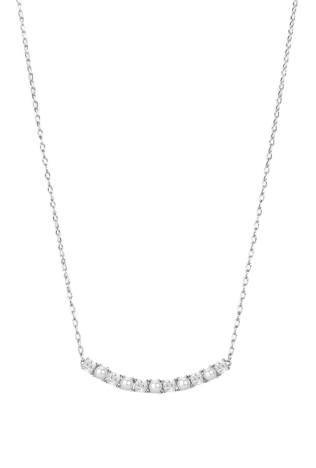 Brosway Něžný stříbrný náhrdelník se zirkony a perlami Infinite White Fancy FIW171