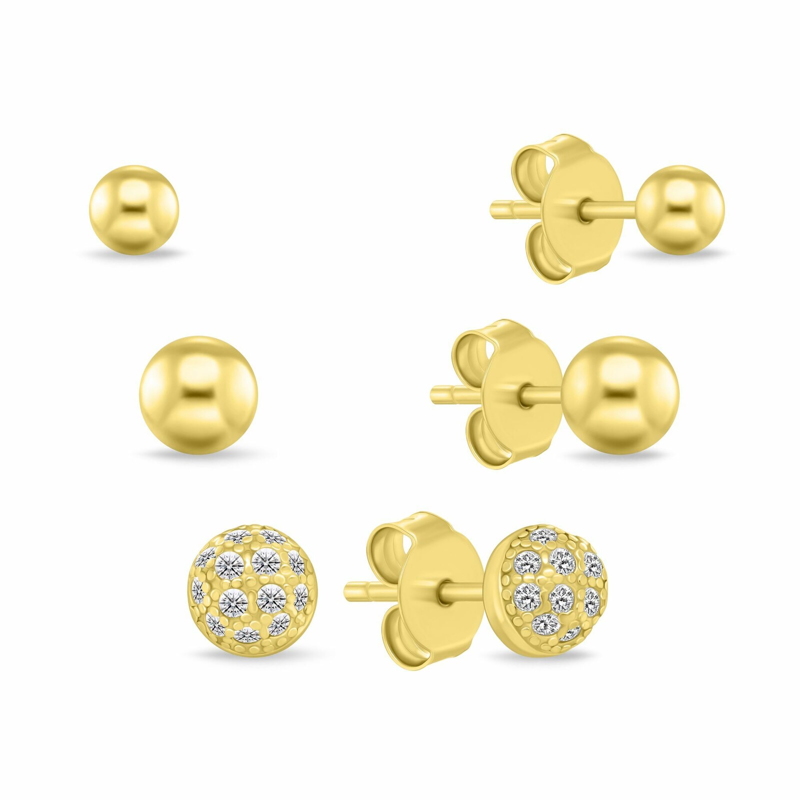 Brilio Silver Pozlacená sada peckových náušnic SET297Y (3 páry náušnic)