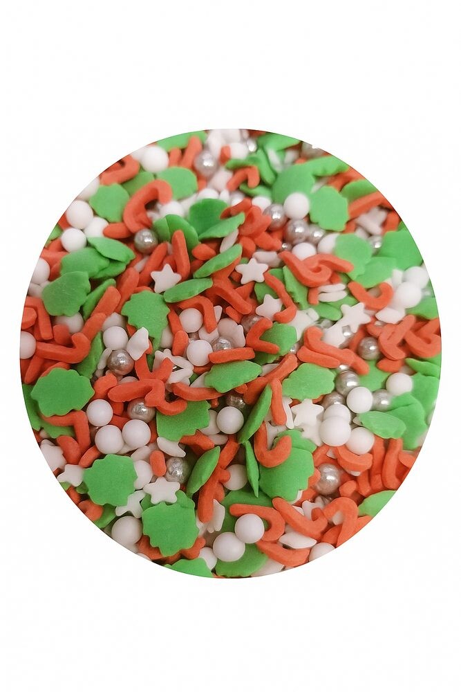 Cukrové zdobení Vánoce červeno-zeleno-bílé 50g - Ostatní
