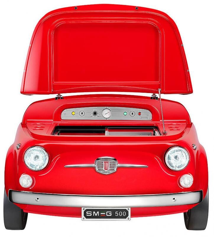 SMEG, chladicí vitrína-minibar Fiat 500 Retro, 87x128 cm, kapacita 109 l, červená SMEG500R