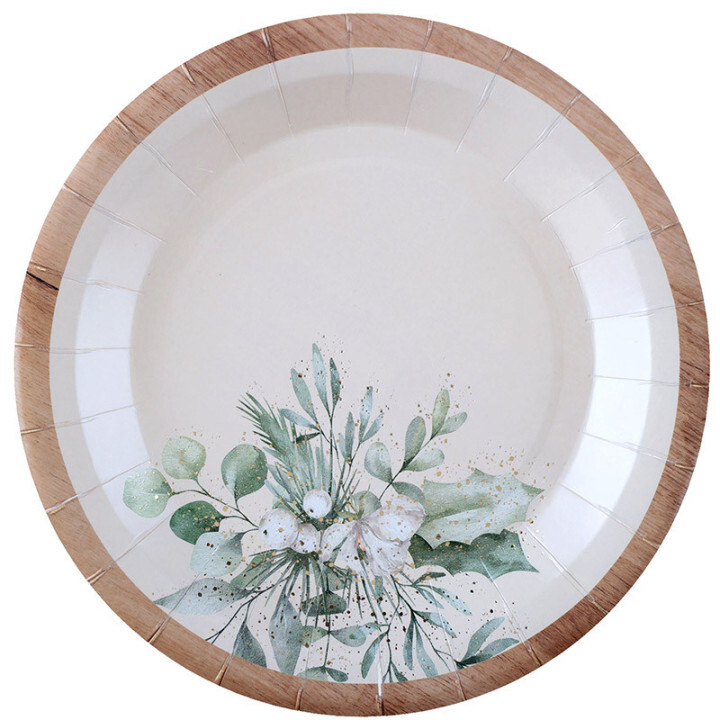 Talíře papírové s listy 23cm 10 ks