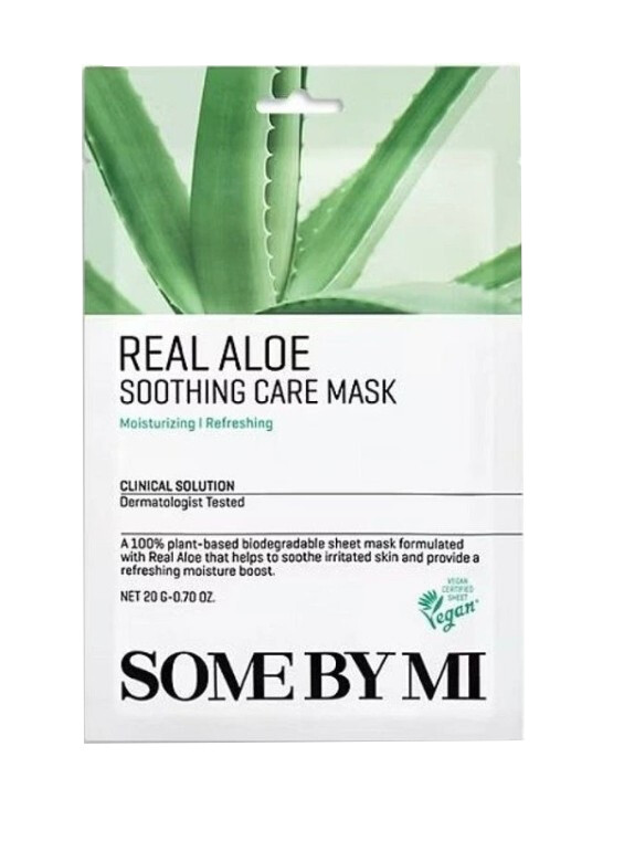 Some By Mi Sada zklidňujících masek s aloe vera Real Aloe (Soothing Care Mask) 20 x 20 g