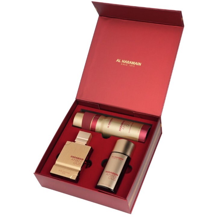 Al Haramain Amber Oud Ruby Edition - EDP 75 ml + EDP 30 ml + deodorant ve spreji 200 ml