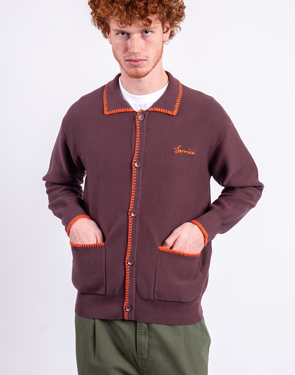 Service Works Blanket Stitch Cardigan BROWN M