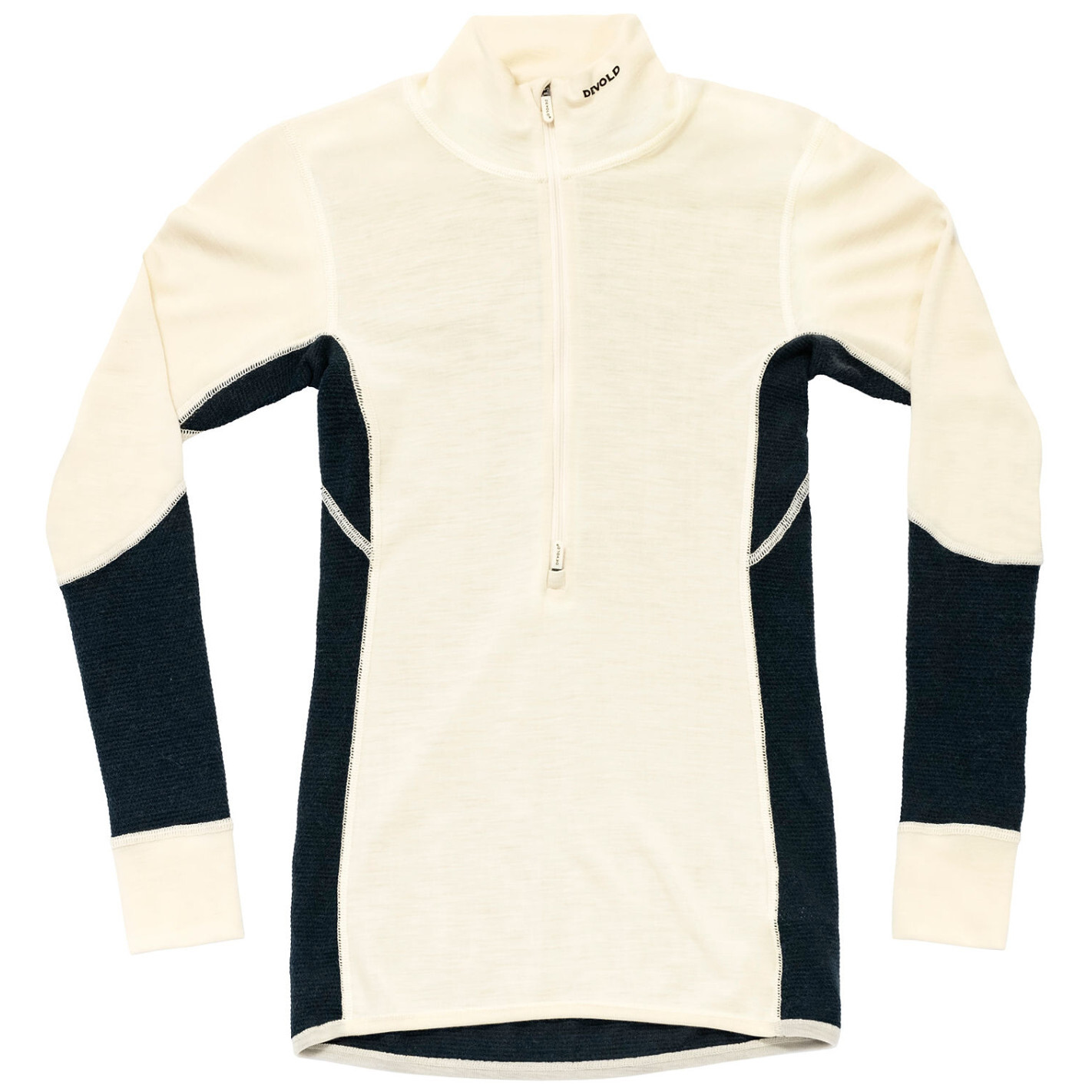 Dámský rolák Devold Wool Mesh 190 Zip Neck Wmn Velikost: L / Barva: bílá/černá