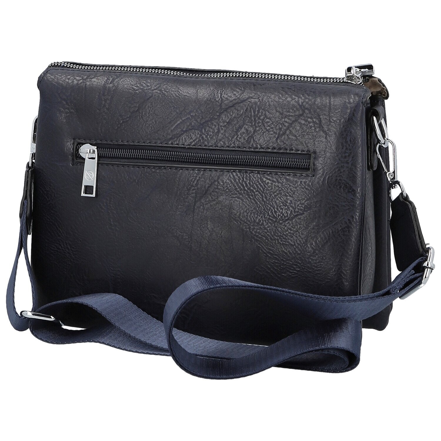 Stylová dámská koženková crossbody kabelka Angie, tmavě modrá