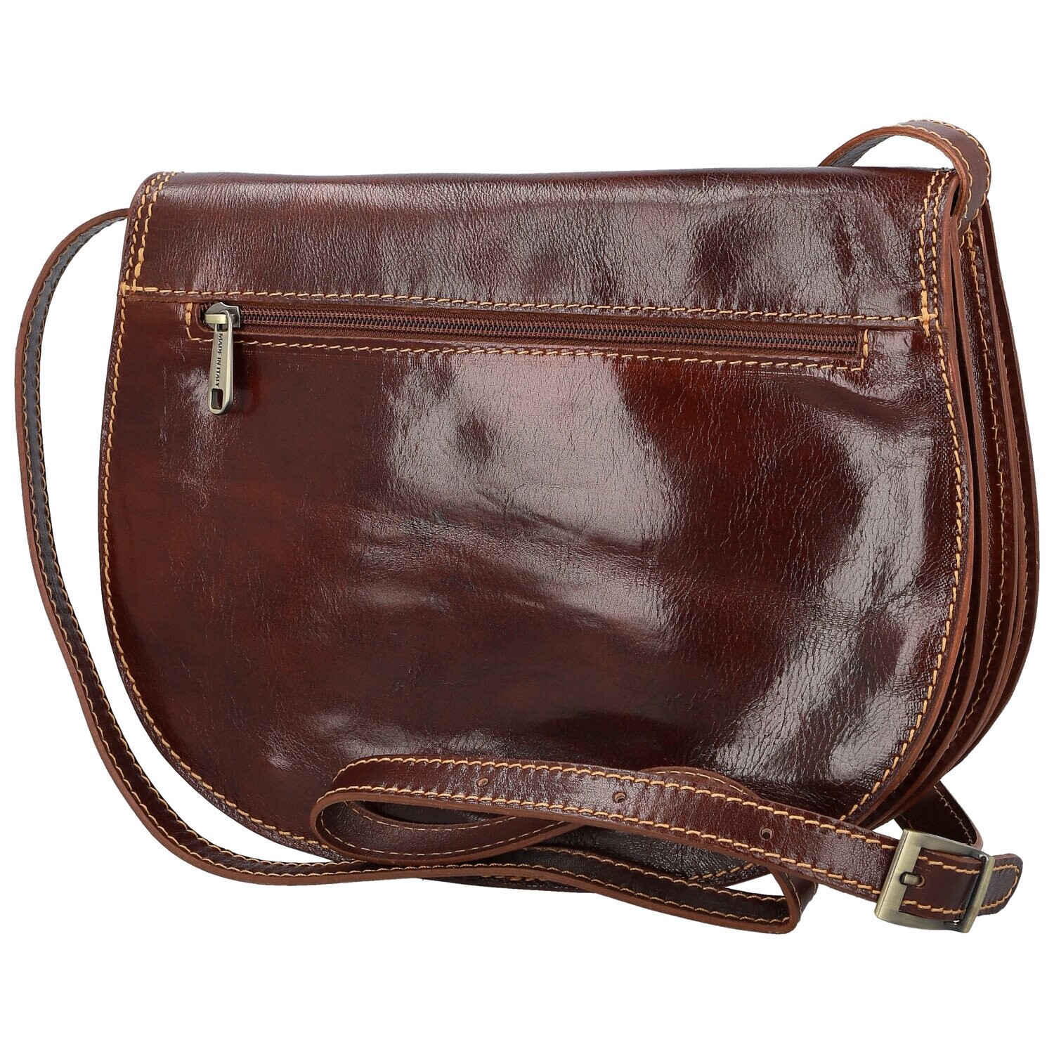 Prostorná dámská kožená crossbody taška Melinda, hnědá