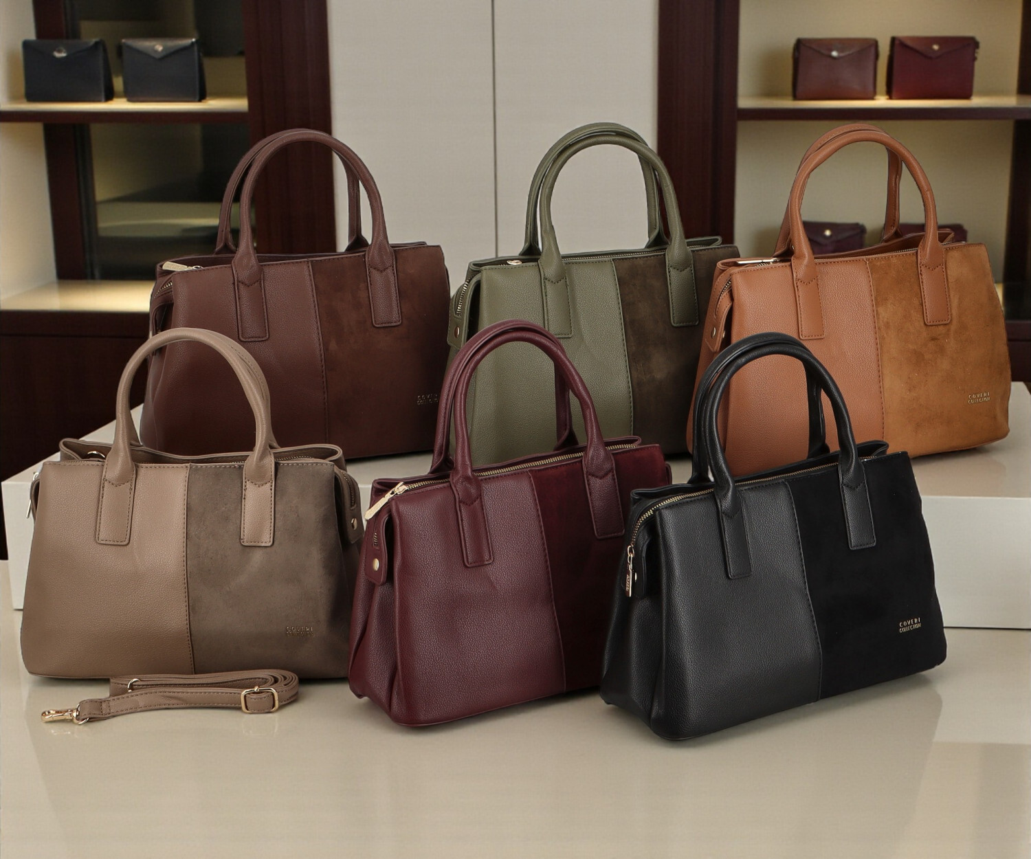 Luxusní dámská koženková kabelka do ruky Coveri Korina, coffee