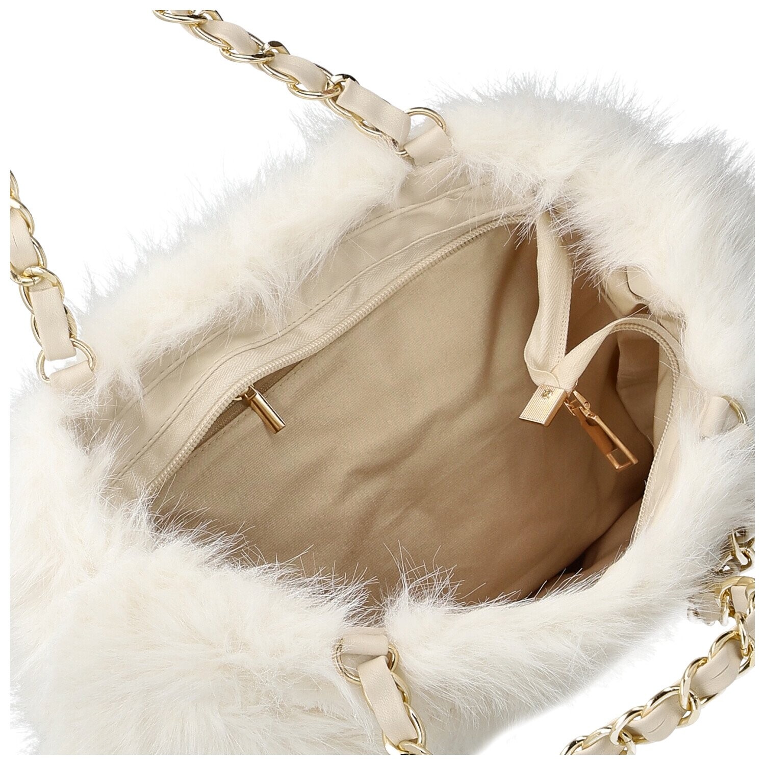 Módní dámská plyšová kabelka do ruky Lilith, krémová
