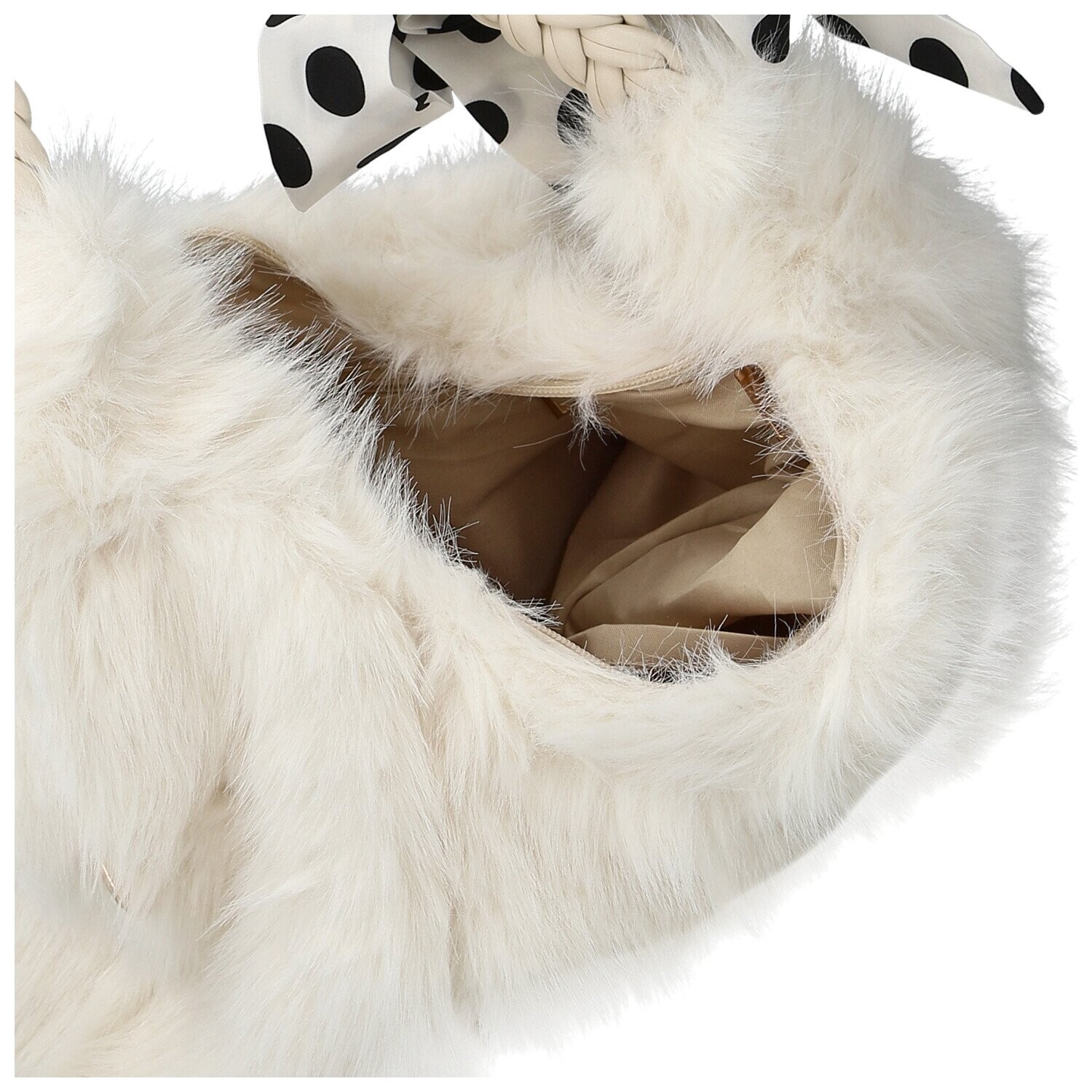 Módní dámská plyšová kabelka do ruky Raiga, krémová