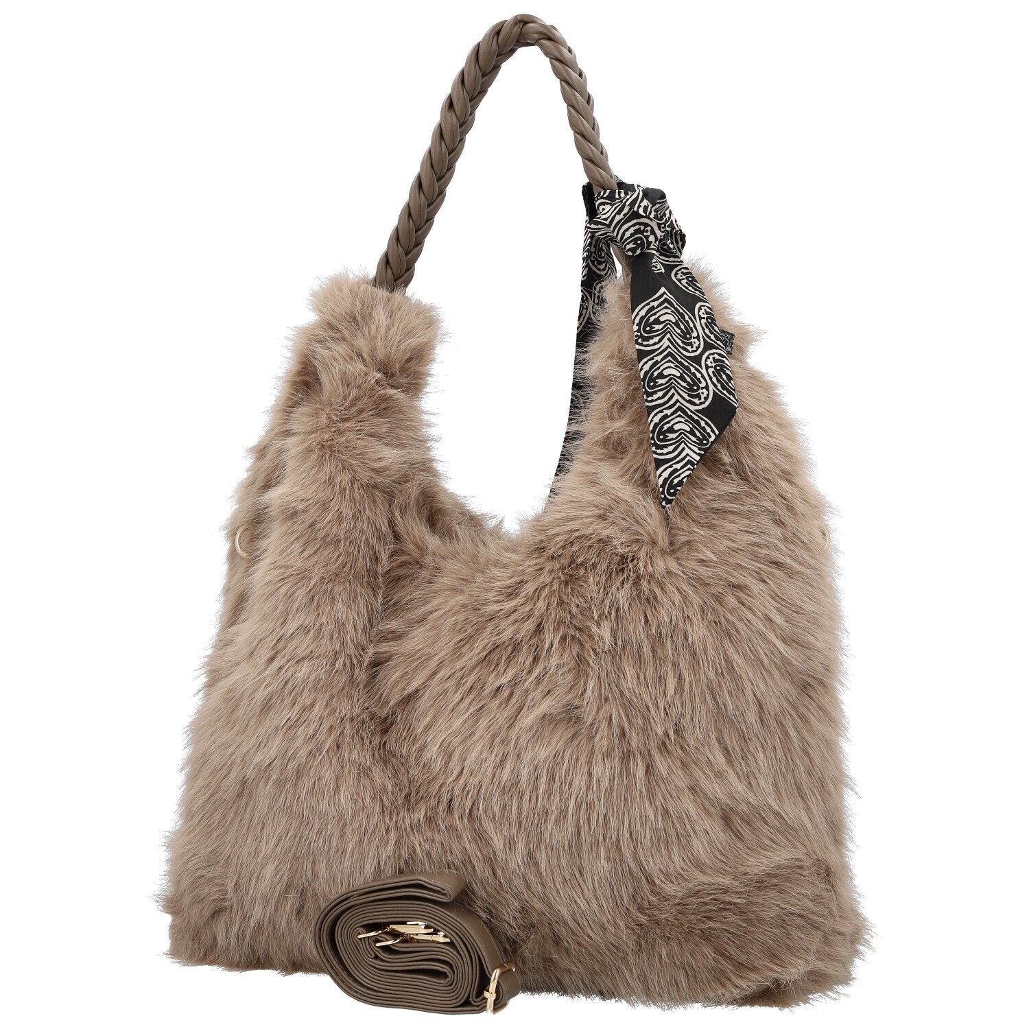 Módní dámská plyšová kabelka do ruky Raiga, khaki