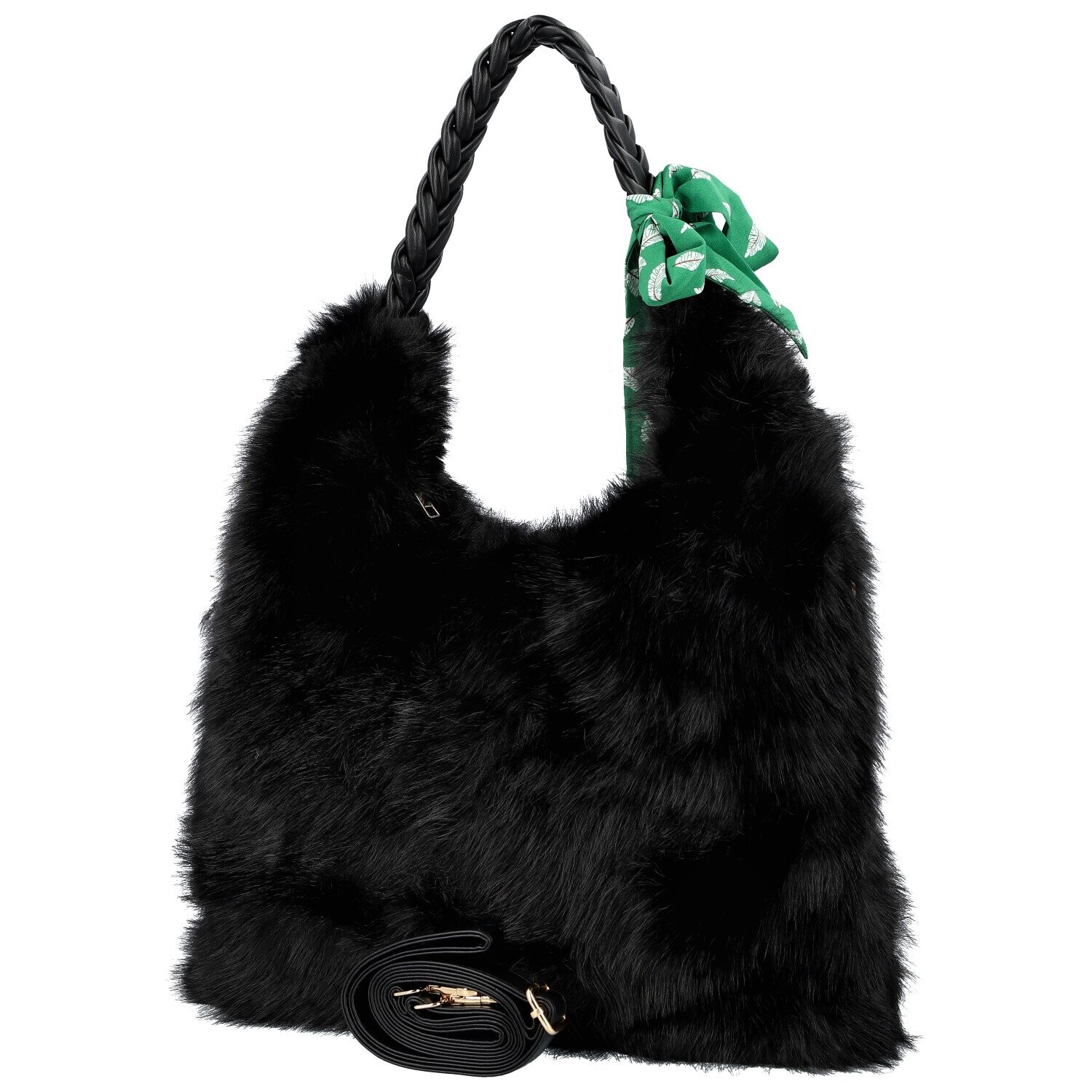 Módní dámská plyšová kabelka do ruky Raiga, černá