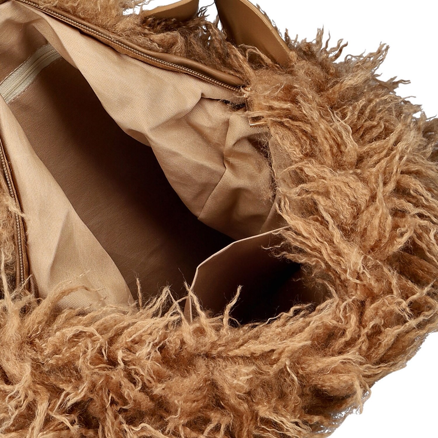 Stylová dámská plyšová kabelka do ruky Oresti, camel