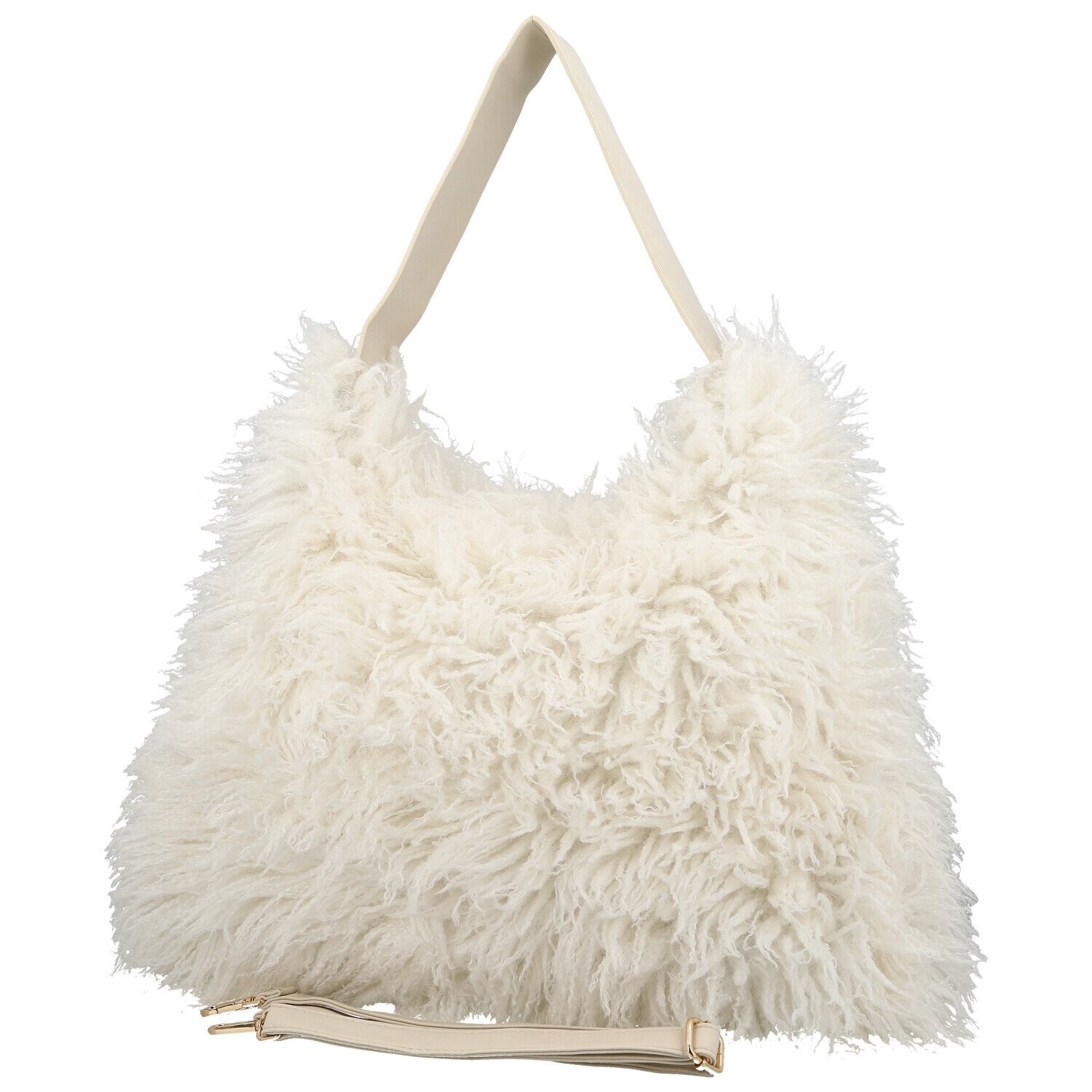 Stylová dámská plyšová kabelka do ruky Oresti, krémová