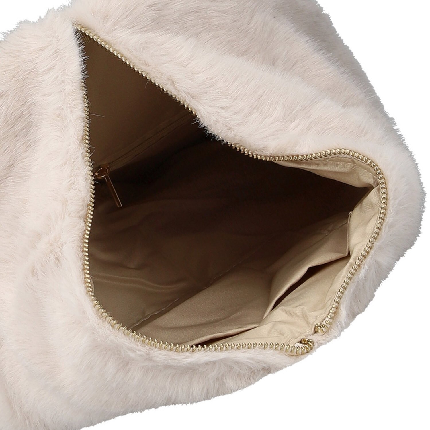 Módní dámský plyšový batůžek Lygie, světle béžový