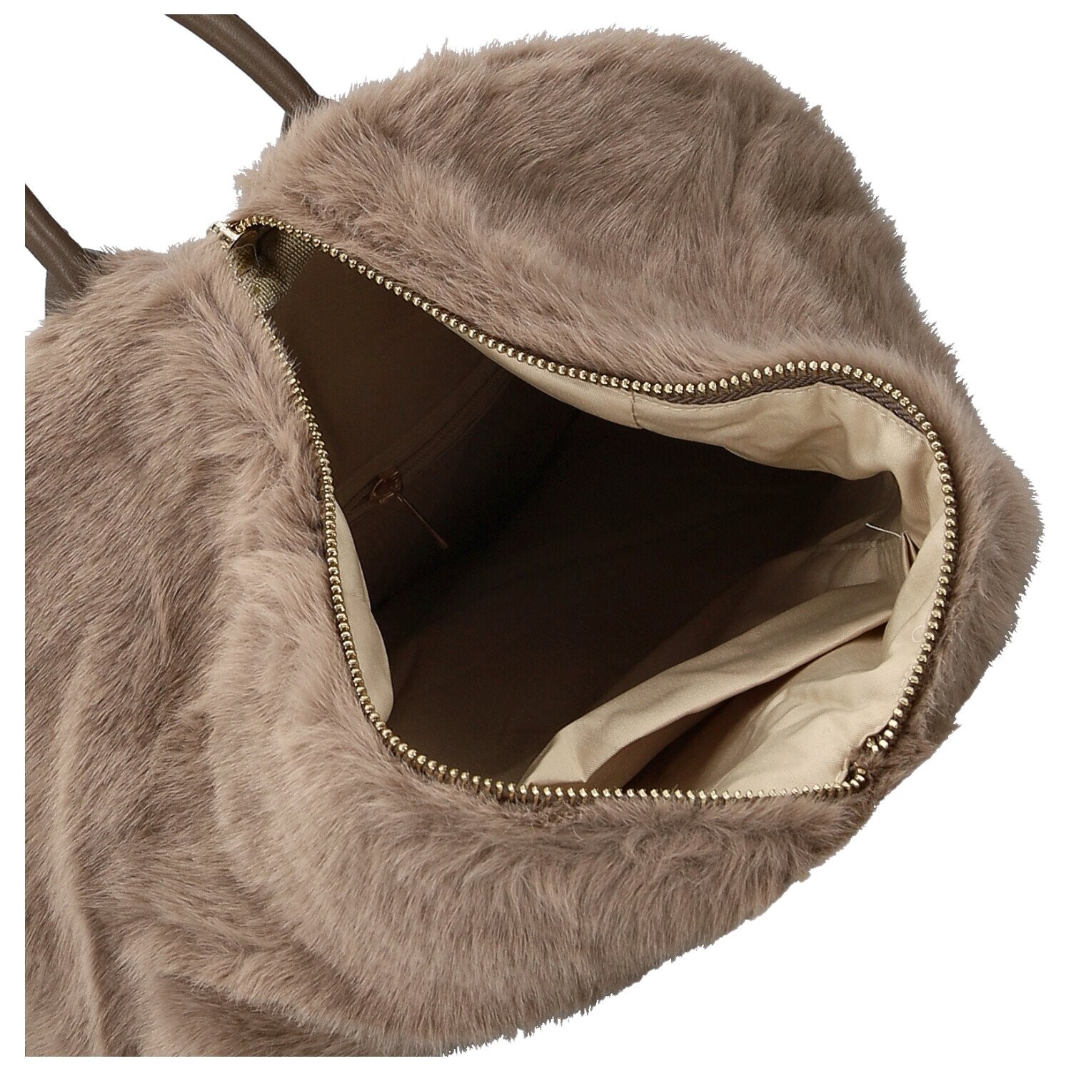 Módní dámský plyšový batůžek Lygie, khaki