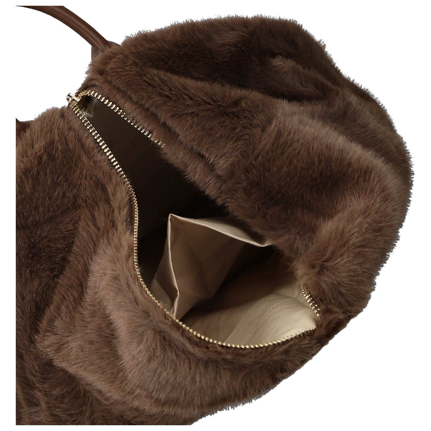 Módní dámský plyšový batůžek Lygie, tmavě hnědý