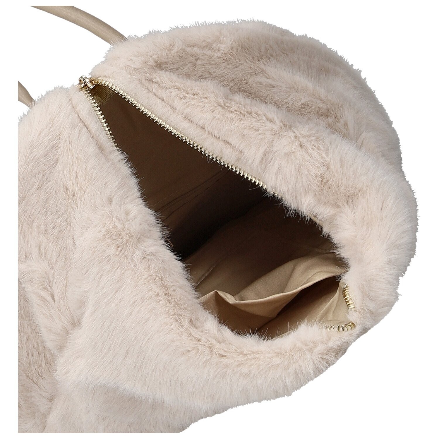 Módní dámský plyšový batůžek Lygie, krémový