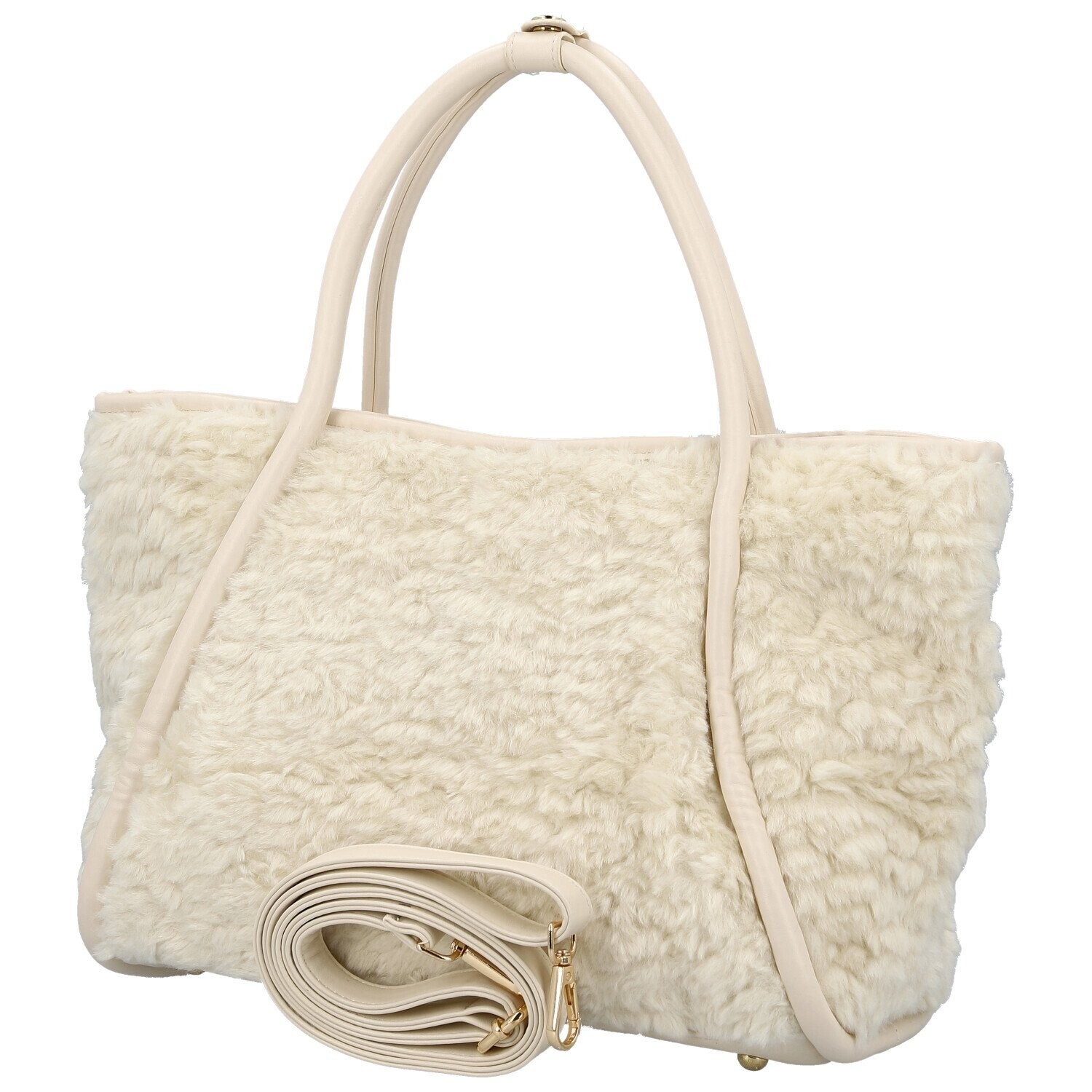 Trendy dámská plyšová kabelka do ruky Lynden, krémová