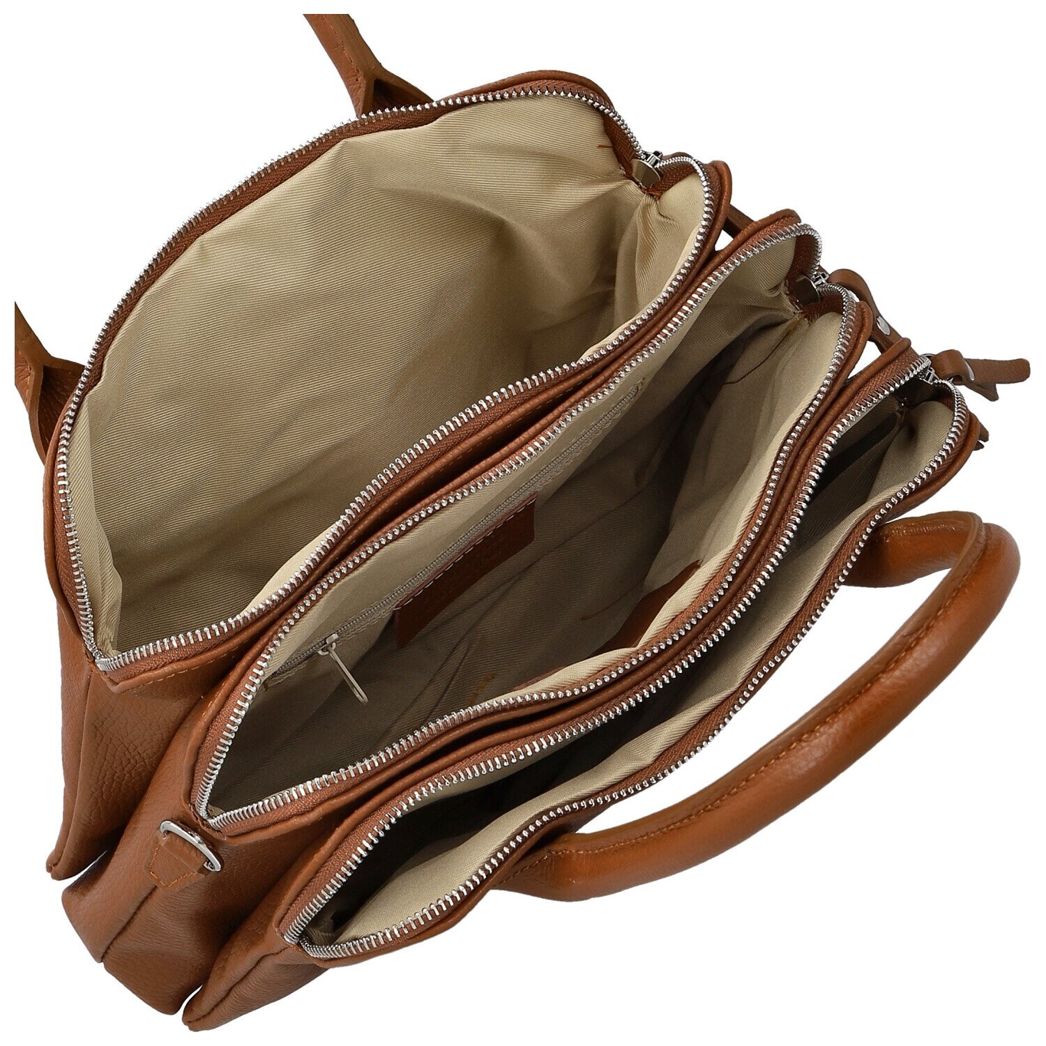 Módní dámská kožená kabelka do ruky Sawina, koňaková