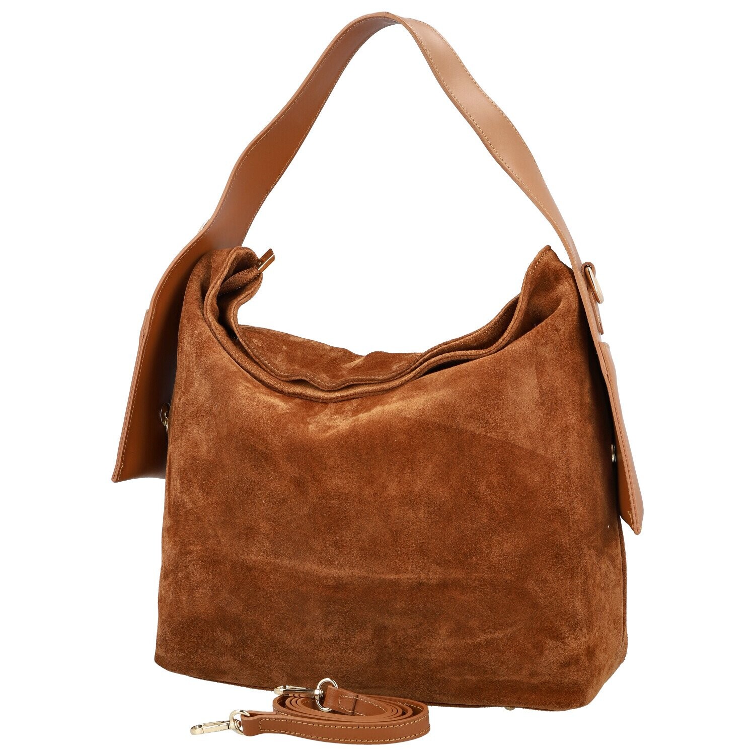 Módní dámská kožená kabelka na rameno Beatrix, koňaková