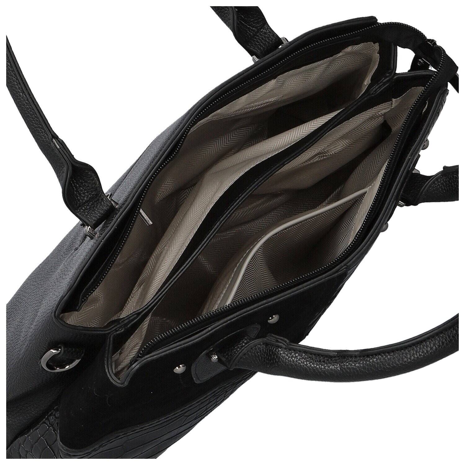 Módní dámská koženková kabelka do ruky Rosen, černá