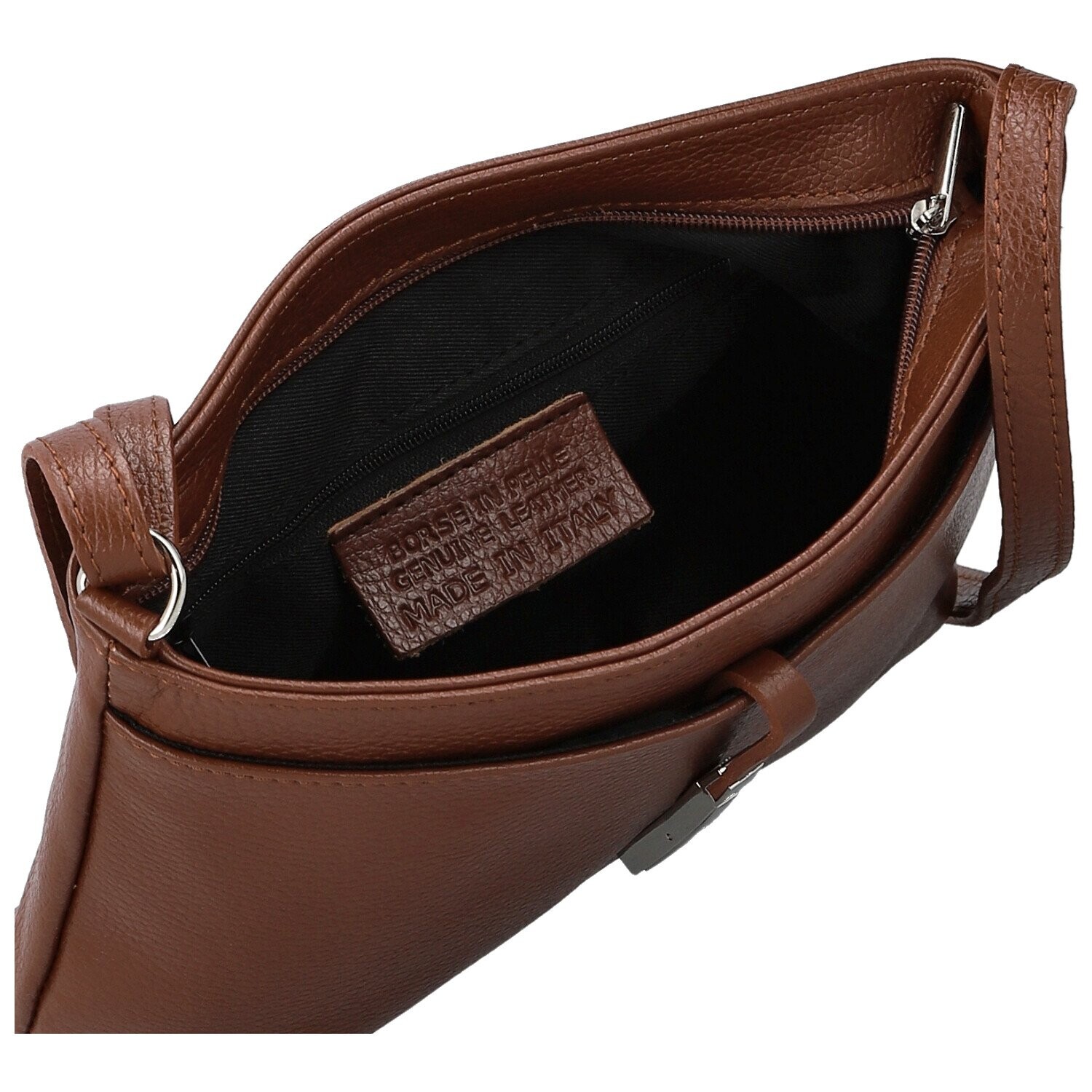 Módní dámská kožená crossbody kabelka Ofelie, hnědá