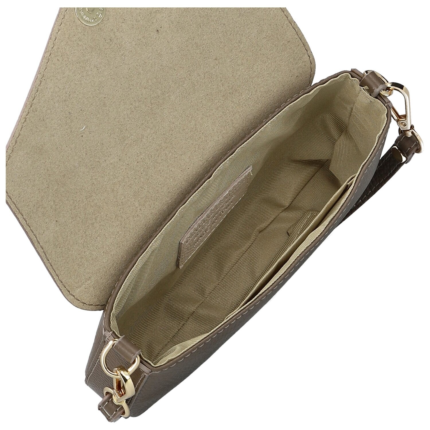 Luxusní dámská kožená kabelka na rameno Zinta, taupe