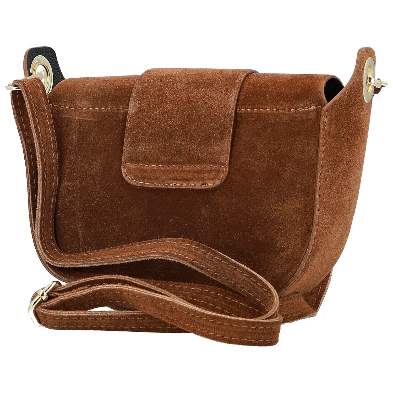 Stylová dámská kožená crossbody kabelka Chiara Weia, koňaková