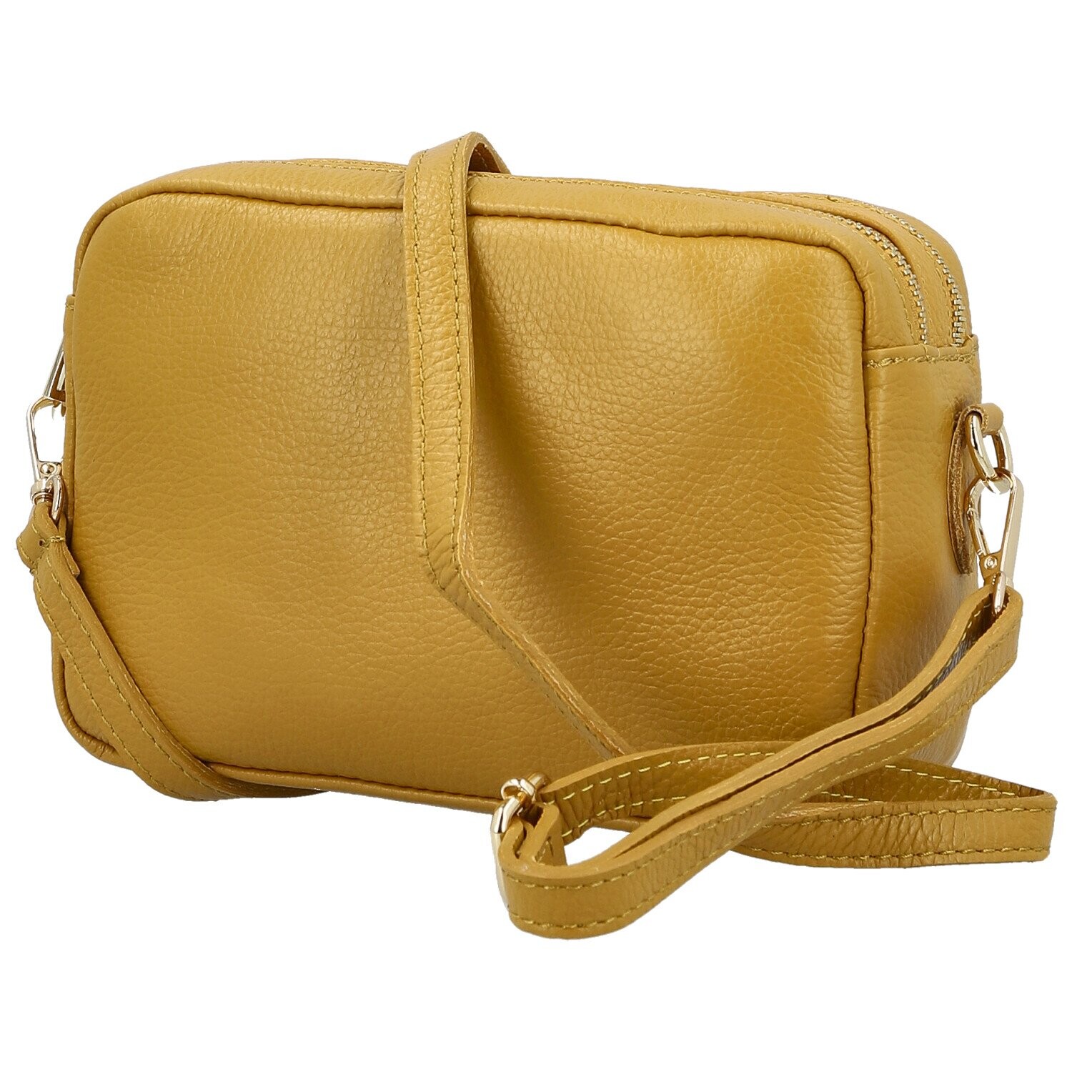Módní dámská kožená crossbody kabelka Elpida, žlutá